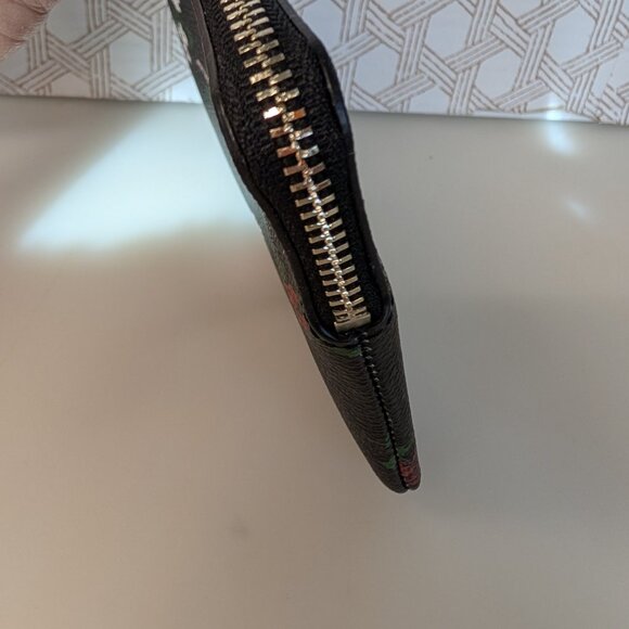 COACH BLACK FLORAL PVC LEATHER CORNER STITCH WRISTLET - Picture 5 of 8